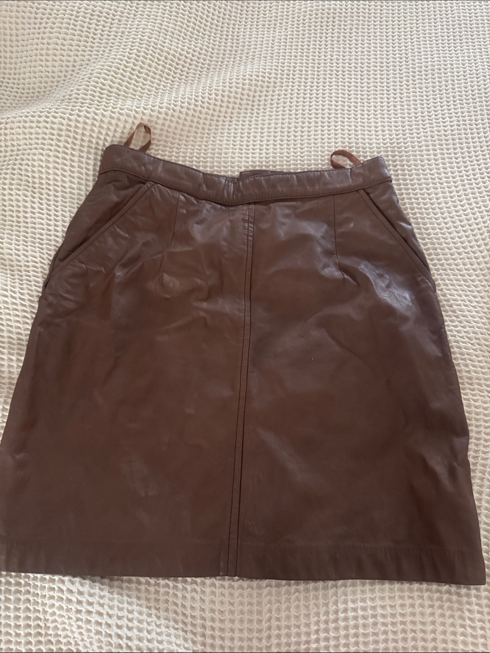 Brown Leather A-Line Skirt